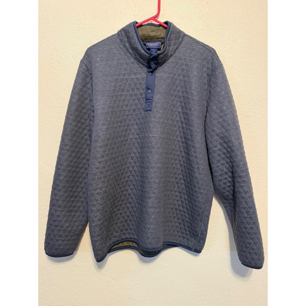 Wilkens Bros Heritage Collection Blue Quilted Snap Mock Neck Sweatshirt Mens XL